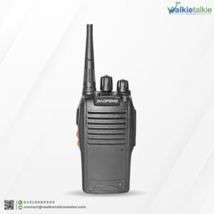 Black BAOFENG BF-777S Walkie Talkie handheld two-way radio with long-range UHF antenna and rechargeable battery.