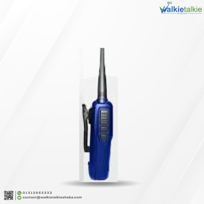 Cabtop M-5 SBR Walkie talkie handheld two-way radio featuring a distinctive blue casing and silver speaker grille side profile