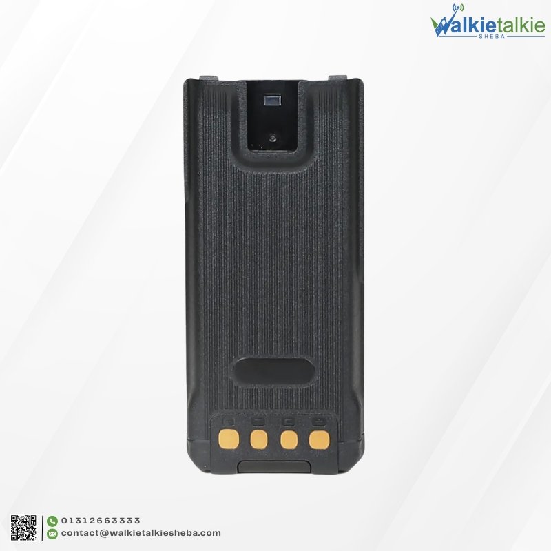 Rear view of the BL2801-Ex 2850mAh walkie talkie Battery featuring a rugged textured grip and gold charging contacts.