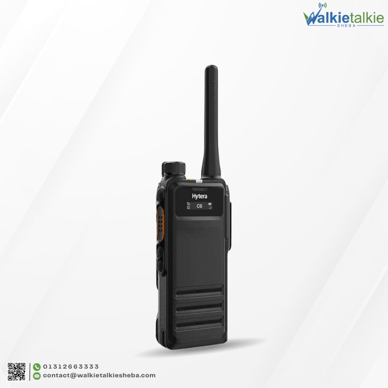 Black Hytera HP70X Walkie Talkie professional digital radio featuring a compact OLED display and keypad-free design for easy operation.