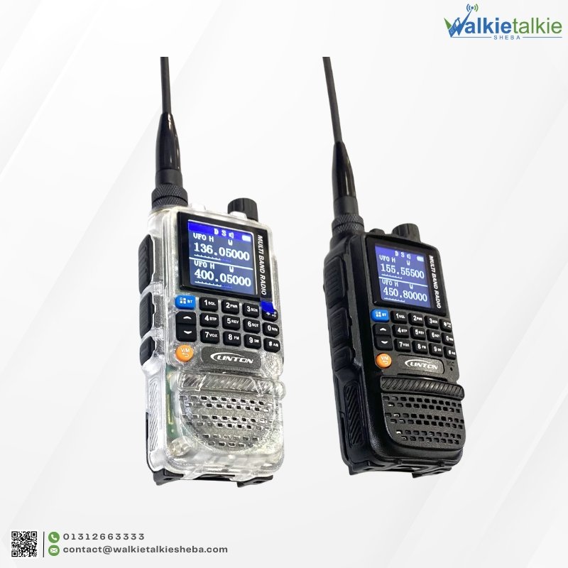 LINTON 9910 double Walkie talkie web product black and white front profile picture of walkie talkie sheba.
